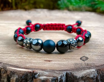 Edelsteenarmband met drievoudige bescherming: hematiet, onyx en zwarte toermalijn