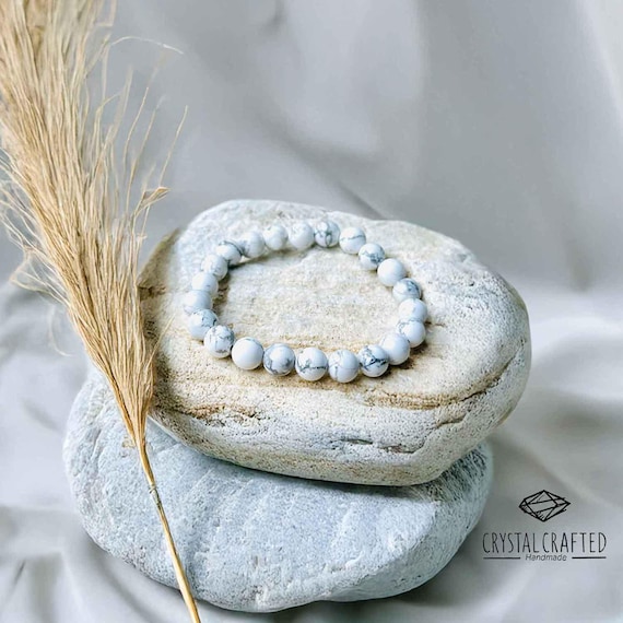 Handmade 8mm Howlite Bracelet: Calming Stone, Stress Relief