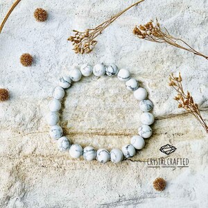 Minimalist White Howlite bead bracelet, symbolizing peace and tranquility. A perfect gift for stress relief and mindfulness