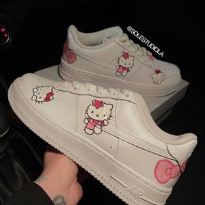 Custom Pink Kawaii Kitty Sneakers, Coquette Girls Shoes with Bows, Personalized Pink Sneakers for Kids, Cute Kitty Shoes for Girls, All Size