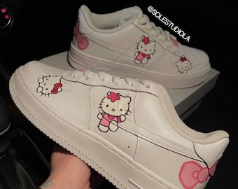 Custom Pink Kawaii Kitty Sneakers, Coquette Girls Shoes with Bows, Personalized Pink Sneakers for Kids, Cute Kitty Shoes for Girls, All Size