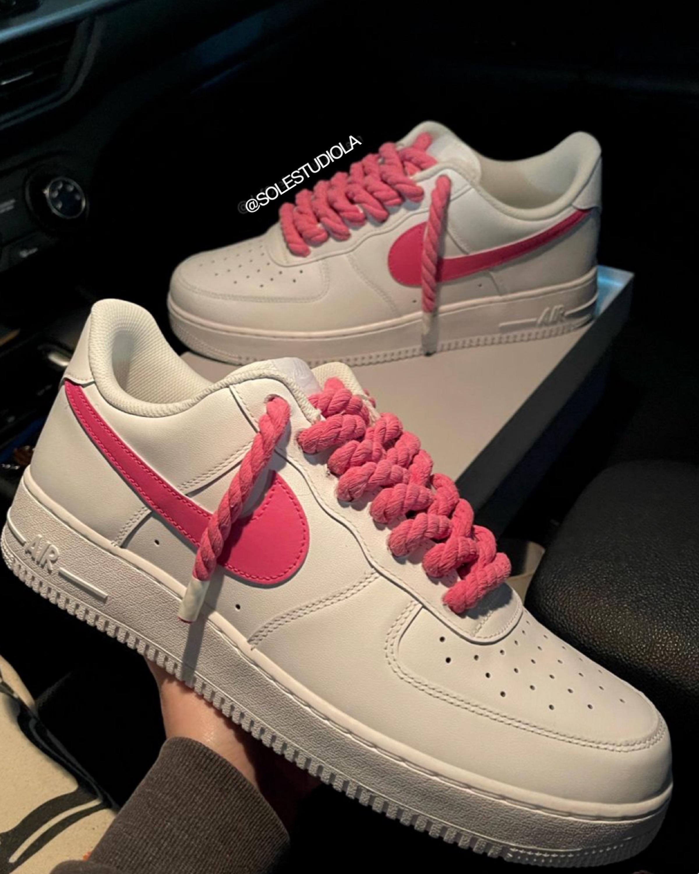 Nike Air Force 1 ホワイト/ピンク ロープカスタム ナイキ エアフォース1 ロー ロープカスタム ロープフォース