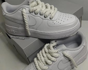 Benutzerdefinierte Air Force 1-Schuhe mit Seil-Schnürsenkeln, handgefertigte Unisex-Turnschuhe, trendige Streetwear-Schuhe, dicke Schnürsenkel AF1 Design