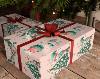 Pink Christmas Wrapping Paper Rolls