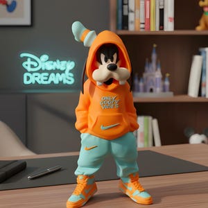 グーフィー風アーバンスタイルスタチュー | ストリートウェアカートゥーンファンアート | 12インチ3Dプリントディスプレイフィギュア