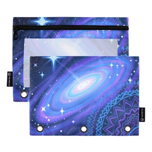Carpeta de documentos con diseño de mandala y galaxia, tamaño A4 y A5, páginas bordadas, tarjetero, carpetas transparentes y bolsas para archivar documentos.