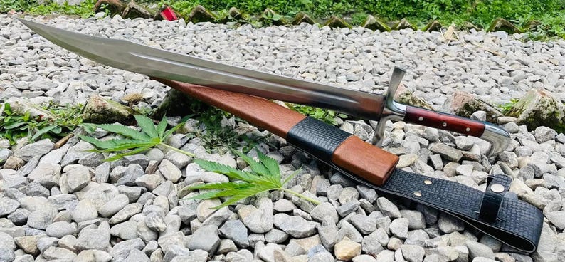 24-inch Blade Custom Machete Sword - Hand-forged Carbon Steel ...