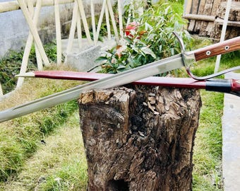 Hand Forged Messer Sword: 27.5&quot; Clip Point Blade, S Guard
