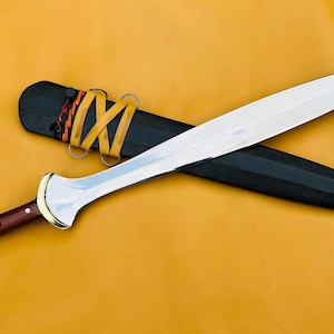 Replica di spada greca con lama da 22 pollici - Forgiata - Replica personalizzata di spada - Realizzata a mano in Nepal - Foglia di camion - Lama fissa - Regali di nozze
