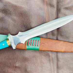 15-Zoll-Klinge Replik Double Edge Sam Dolch-Mittelalterliche Custom Stone Griff Dolch-Temperiert-Custom Zieher-Dekorative