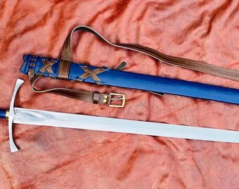 Handmade Two-Handed Long Sword: 39-Inch Carbon Steel Replica