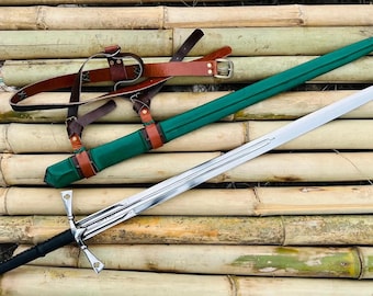 手鍛造の鋼鉄製バイキング剣：鞘付き35.5インチコレクターズアイテム