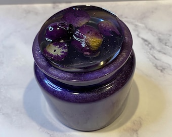 Handcrafted Resin Trinket Jar with Dried Flowers