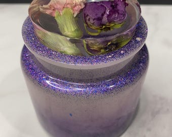 Handcrafted Resin Trinket Jar with Dried Flowers