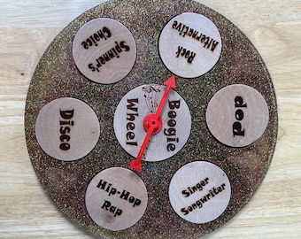 Music Genre Decision Maker Spinner Wheel - Fun Choice Tool for Rock, Pop, Disco, Hip-Hop