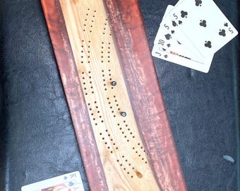 SALE!! Handmade Resin & Live Edge Wood Cribbage Board – One of a Kind! Custom ordering available