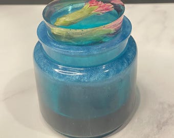 Handcrafted Resin Trinket Jar with Dried Flower – Jewelry Storage