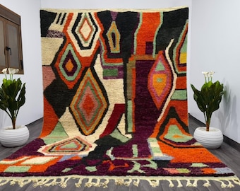 GORGEOUS MOROCCAN ORANGE Rug , Handmade Morrocan Rug , Moroccan Berber Rug, Authentic Berber Rug , Bohemian Style Rug For Living Room .