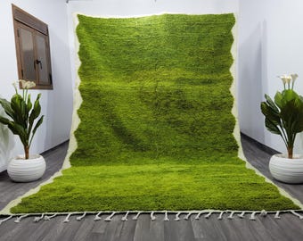AMAZING MOROCCAN GREEN Rug, Authentic Berber Rug, Wool Rug Green, Pink Rugs For Bedroom - Soft Area Rug, Bohemian Style Rug For Living Room