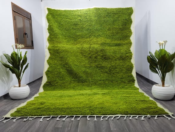 AMAZING MOROCCAN GREEN Rug, Authentic Berber Rug, Wool Rug Green, Pink Rugs For Bedroom - Soft Area Rug, Bohemian Style Rug For Living Room