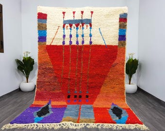Handmade Orange Moroccan Rug – Authentic Berber Wool Rug