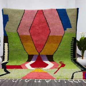 Amazing Multicolored Rug , Custom Morrocan Rug , Tufted Green Grass Gardening Shape Rug , Rug For Living Room, Berber Wool Area Rugs .