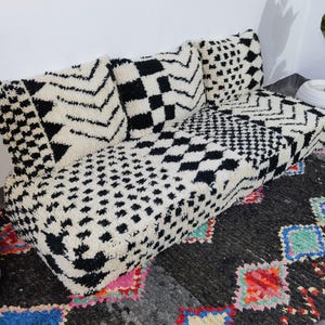 AANBEVOLEN Marokkaanse vloerbankhoezen - 4,5,6 en 7 ft (120/150/180/210 x 70 x 20 cm) ongevulde complete set lang vloerkussen