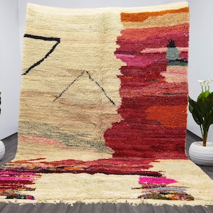 AMAZING BENI OURAIN Rug, Handmade Morrocan Rug, Authentic Berber Rug, Bohemian Style Rug For Living Room, Multicolored Rug, Boujaad Rug .