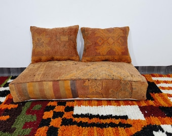 Moroccan Sofa - (120x60x20 cm) Unstuffed Long Floor Cushion + 2 Back Pillows (60x40 cm)