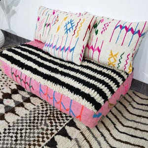Amazing Moroccan Floor couch - Unstuffed Complete set Long Floor Cushion - Handmade Home Decor + Back Pillows + GIFT Pillow