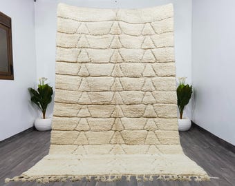 Handmade White Beni Ourain Rug, Moroccan Berber Style