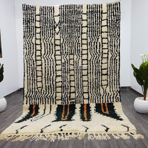 GORGEOUS BENI OURAIN Rug, Black and White Rug, Black Rug for Living, Black and White Custom Rug, Authentic Berber Rug, Handmade Morrocan Rug
