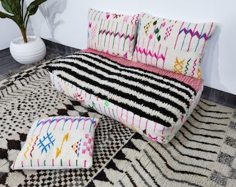 Handmade Wool Moroccan Floor Cushion Set – Unstuffed Kilim Pouf