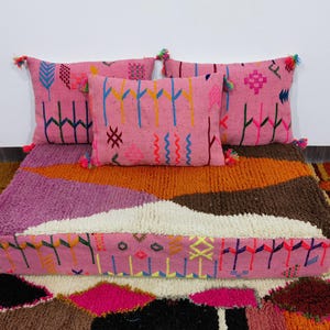 Fantastic Moroccan Floor couch - Unstuffed Complete set Long Floor Cushion - Handmade Home Decor + Back Pillows + GIFT Pillow