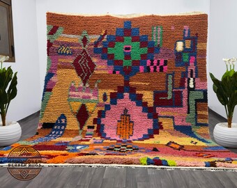 Handmade Boujaad Wool Rug – Moroccan Orange Shaggy Rug