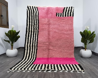 Handmade Beni Ourain Rug – Pink Berber Wool, Shag Rug
