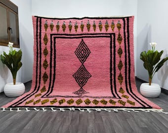 Fantastic Moroccan Pink Rug - Quality Handmade Morrocan Rug - Soft Wool Rug -Custom Rugs For Living Room - Moroccan Bohemian Shag Rug