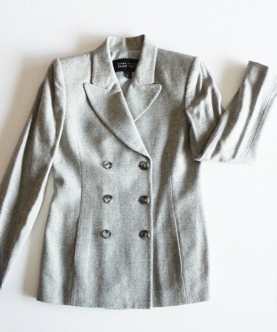 Vintage double breasted blazer, Boxy blazer, gray 