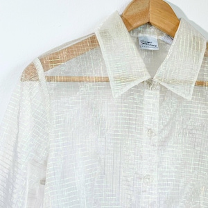トップス 80s- White see-through shirt 80s Transparent Top - Etsy
