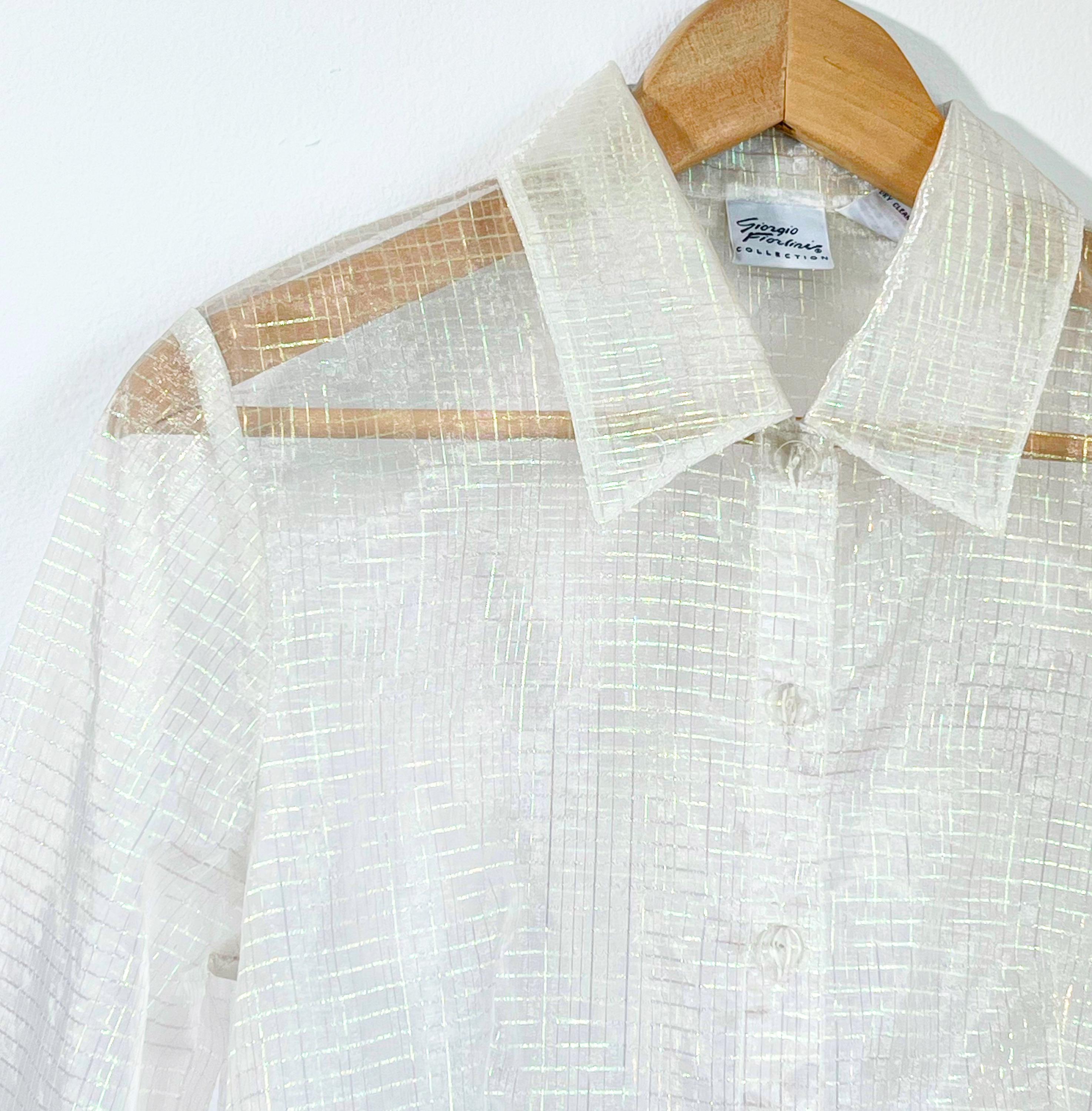 トップス 80s- White see-through shirt 80s Transparent Top - Etsy