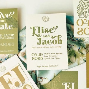 Tropical Wedding Invitation Set | Customizable Canva Templates