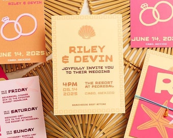 Boho Wedding Invitation Set | Customizable Canva Templates