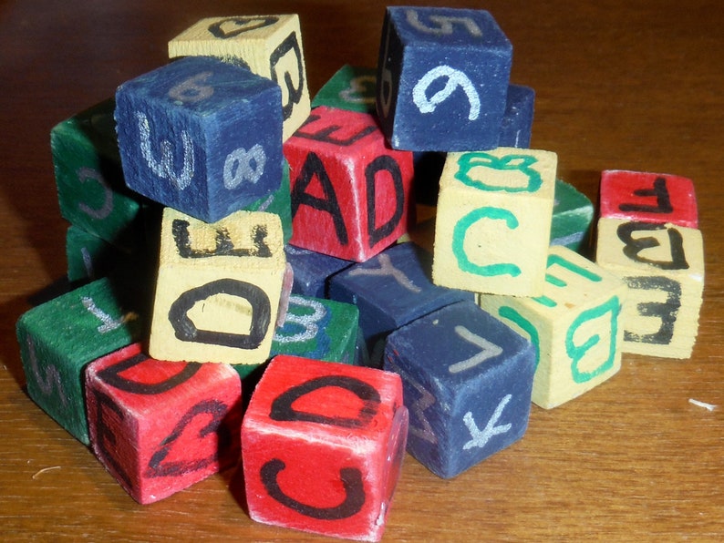 mini wooden alphabet blocks