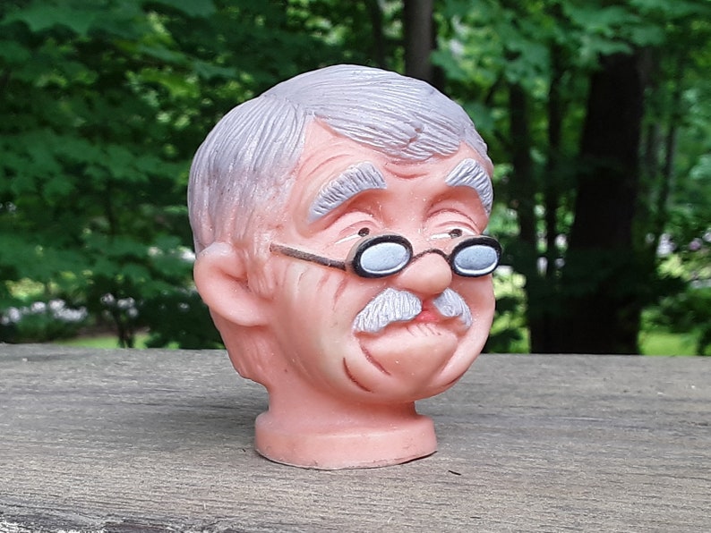 Grampa Doll Head Gray Molded Hair Older Gentleman Doll Part Etsy