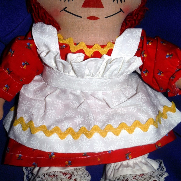 RAGGEDY Ann OUTFIT,  Dress, Pantaloons,  White Apron, Doll Clothing, Available in 10, 15, 20, 25 inch size, Custom Doll Clothes, Costume