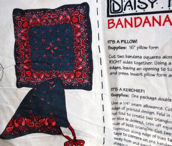 Red Bandana by Daisy Kingdom Fabric Pillow Cushion Panel Cotton