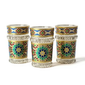 Conjunto de 6 copos de chá marroquinos – peças de vidro marroquinas coloridas feitas à mão para chá de menta.
