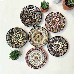 Handmade Moroccan Ceramic Plates 22 cm | Hand Painted Berber Serving Plate  Colorful Moroccan Dinnerware  Boho Kitchen Decor Artisan Pottery