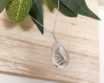 Pure Silver Fern Necklace, Fern Leaf Pendant, Real Leaf Jewelry, Pressed Fern, Fern on Chain