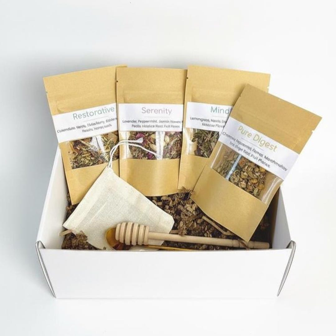Organic Loose Leaf Herbal Tea Sampler Set Gift Box, Tea Lover Gift ...